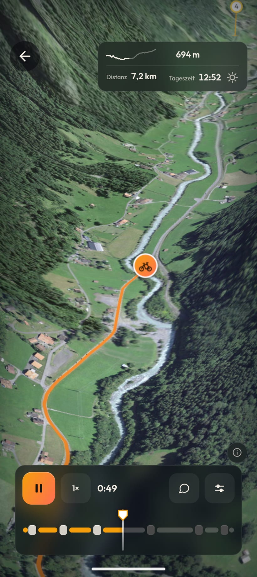The player flies cinematically over the 3D landscape of the tour