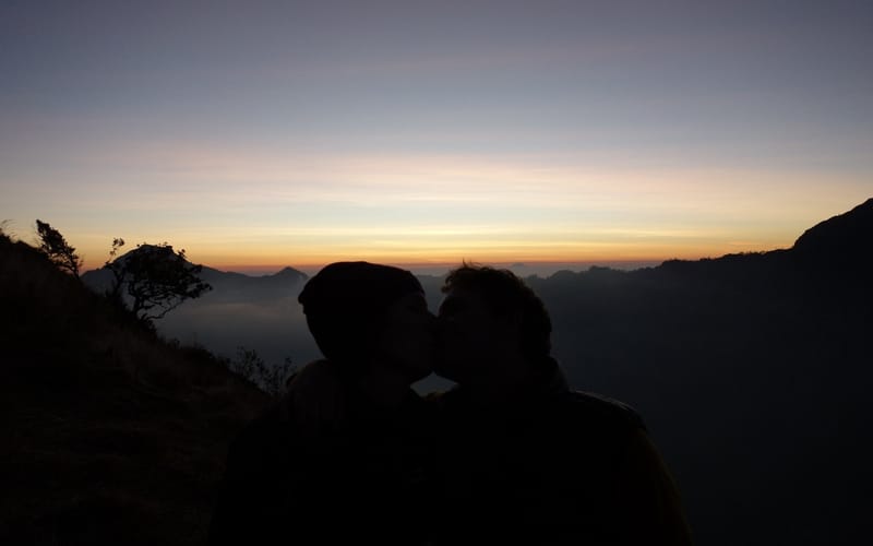 Dusk over the crater rim of Rinjani
