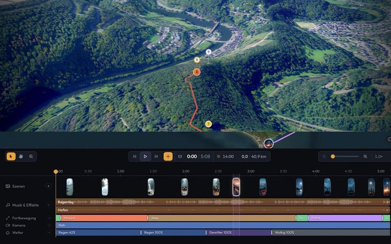 The editor’s timeline with its tracks