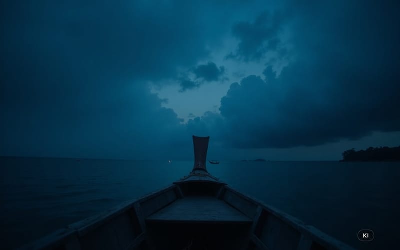 A longtail boat off the coast of Koh Pha-ngan