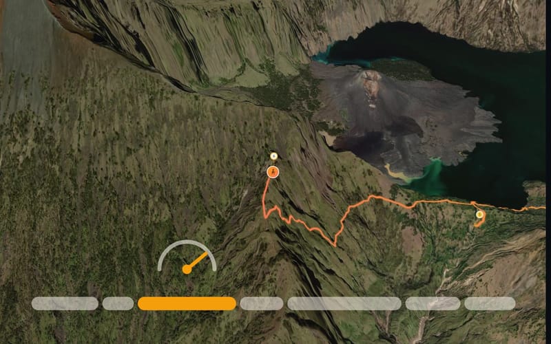 Frame of a mountain route with a bar of coloured sections below